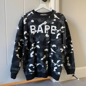 BAPE Glow In The Dark White Black Camo Crewneck